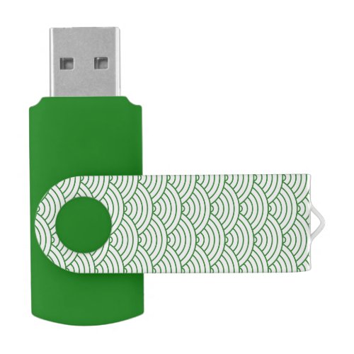 Modern Green Japanese Wave Geometric Pattern Flash Drive