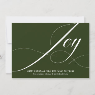 Modern Green Joy Script Christmas Holiday Card