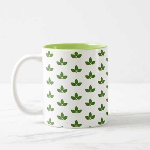 Modern Green Laurel Leaf Pattern  Two_Tone Coffee Mug