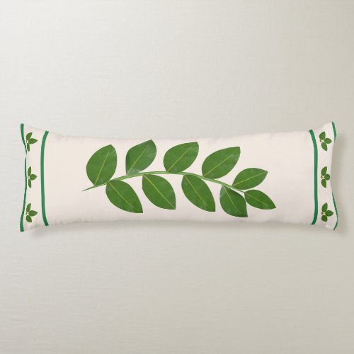 Modern Green Laurel Leaves Body Pillow