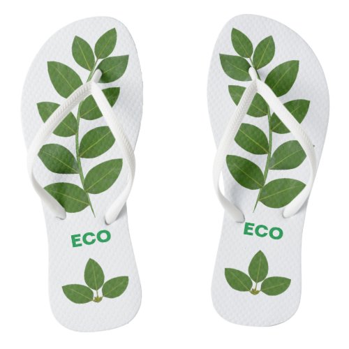 Modern Green Laurel Leaves Flip Flops