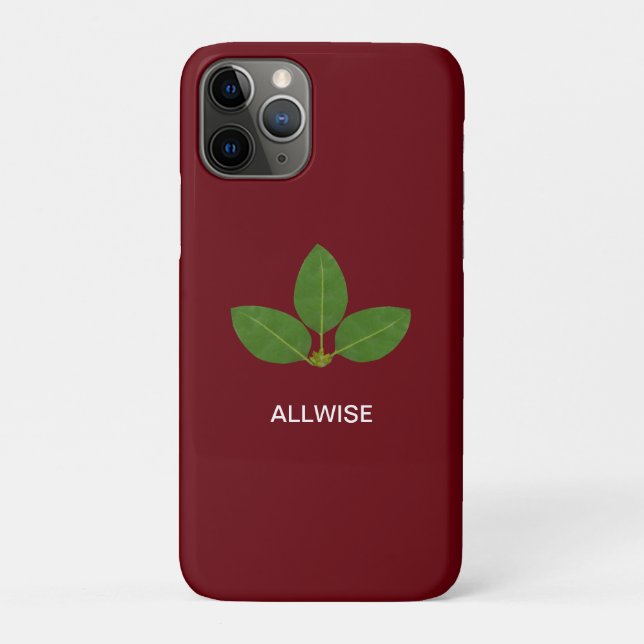 Modern Green Laurel Leaves on Crimson Case-Mate iPhone Case (Back)