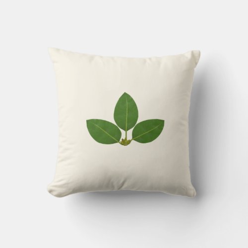 Modern Green Laurel Leaves on Ivory Throw Pillow