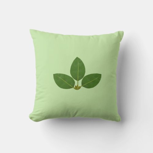 Modern Green Laurel Leaves on Light Green Throw Pillow