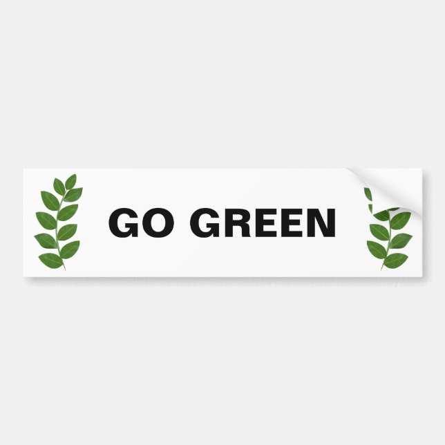 Modern Green Laurel Leaves Personalized Bumper Sticker (Front)