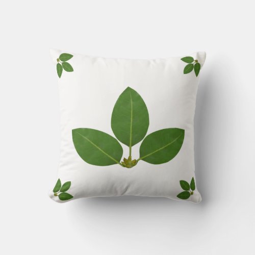 Modern Green Laurel Leaves Throw Pillow