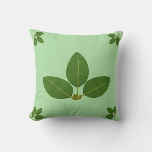 Modern Green Laurel Leaves Throw Pillow