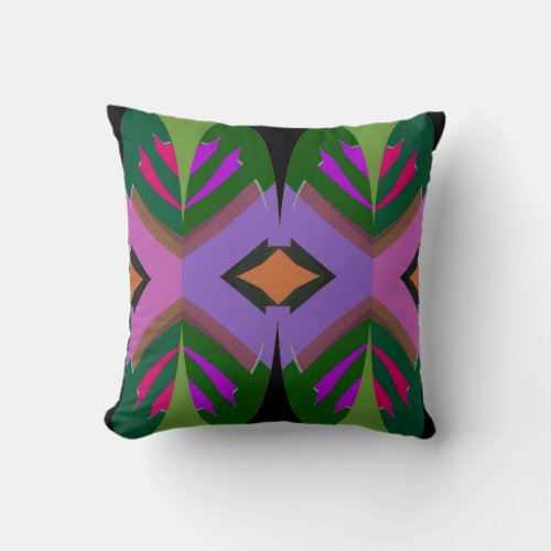 Modern _ GreenLavenderPinkBlackOrangeFuchsia Throw Pillow