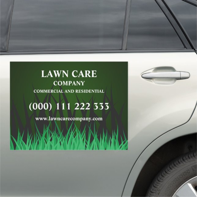Modern Green Lawn Care Landscape Car Magnet (In Situ)