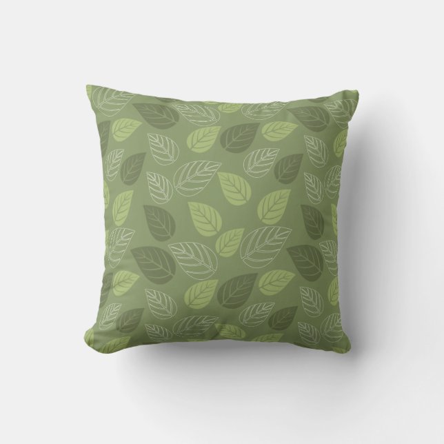 Modern Green Leaf Decorative Throw Pillow (Front)