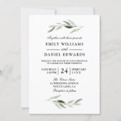 Modern Green Leaf Elegant Wedding Invite (Front)
