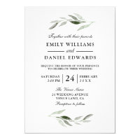 Modern Green Leaf Elegant Wedding Invite
