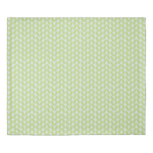 Modern Green Leaf Pattern on Soft Pastel Blue Duvet Cover