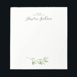 Modern Green Leaf Personalized Stationery Notepad<br><div class="desc">More pretty Notepads in the Little Bayleigh Store!</div>