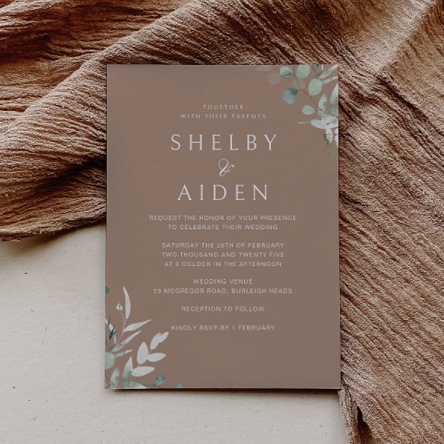 Modern Green Leaf Simple Elegance Wedding Invitation (Creator Uploaded)