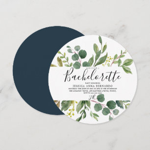 Modern Green Leaf Watercolor Bachelorette Party Invitation