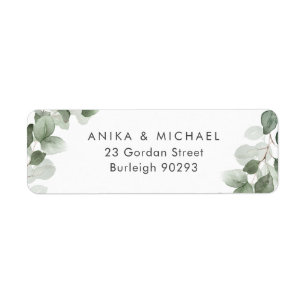 Modern Green Leaf Watercolor Return Address Label
