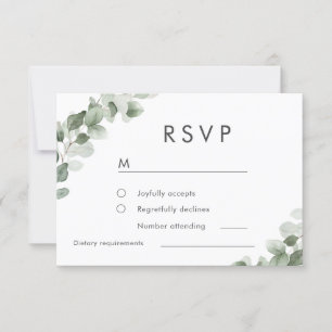 Modern Green Leaf Watercolor Spring Wedding RSVP Card