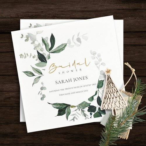 Modern Green Leafy Tropical Foliage Bridal Shower Napkins