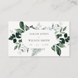 Modern Green Leafy Tropical Foliage Wedding Place  Card