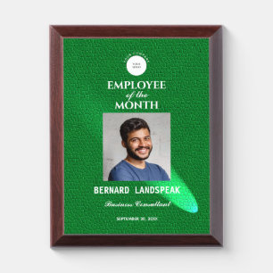 Modern Green Leather Company Logo Photo Custom Award Plaque