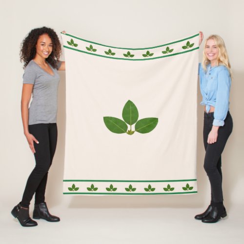 Modern Green Leaves Fleece Blanket