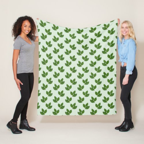 Modern Green Leaves Fleece Blanket