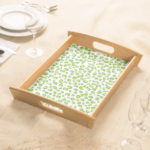 Modern Green Leopard Animal Print Pattern Serving Tray