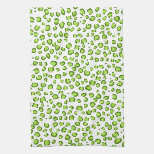 Modern Green Leopard Pattern Animal Print Kitchen Towel