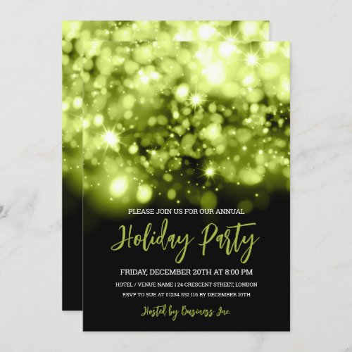 Modern Green Lights Corporate Holiday Party  Invitation