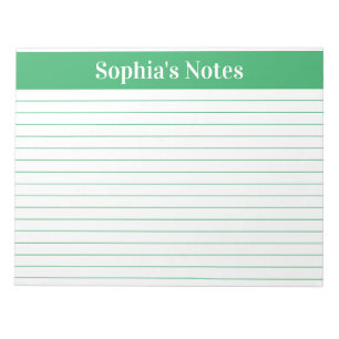 Modern Green Lined 11 x 8.5 Landscape Personalized Notepad