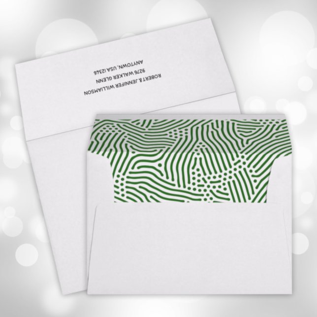 Modern Green Lines Dots Lined Envelope (Creator Uploaded)