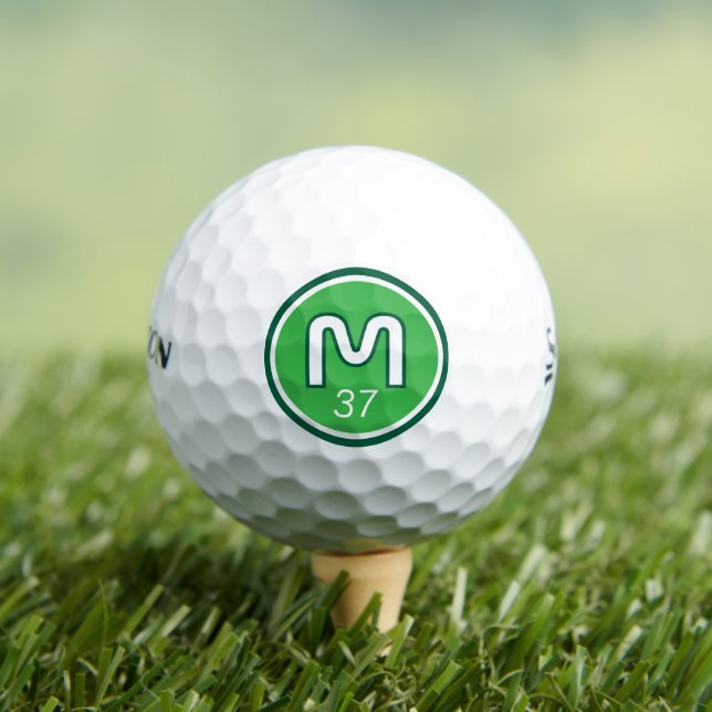 Modern Green Logo Bold Monogram with Age Golf Balls (Insitu Tee)