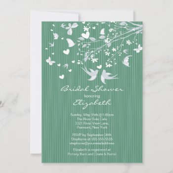 Modern Green Love Birds Bridal Shower Invitation by celebrateitweddings at Zazzle