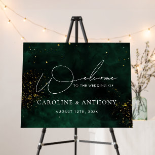 Modern Green Magic Gold Black Welcome Sign