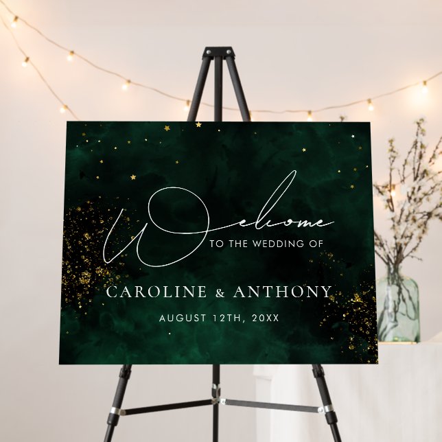 Modern Green Magic Gold Black Welcome Sign (In Situ (Stand))