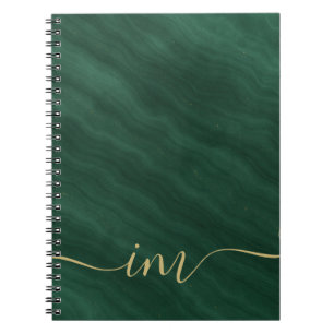 Modern Green Marble Abstract with Gold -  Notebook
