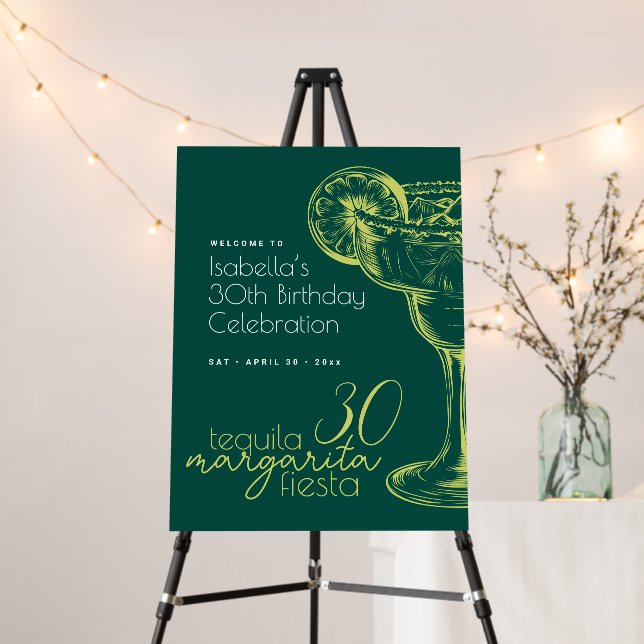 Modern Green Margarita Fiesta 30th Birthday Party Foam Board (In Situ (Stand))