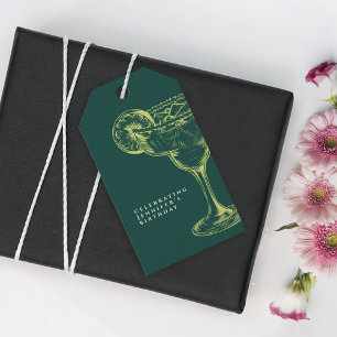 Modern Green Margarita Fiesta Birthday Party Gift Tags