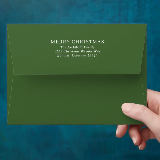 Modern Green Merry Christmas Envelope (Hand)