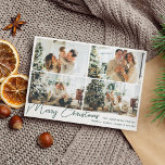 Modern Green Merry Christmas Four Photo Collage  Holiday Card<br><div class="desc">Modern Green Merry Christmas Four Photo Collage Holiday Card</div>