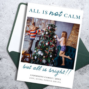 Modern Green Merry Christmas Kids Photo Holiday Card