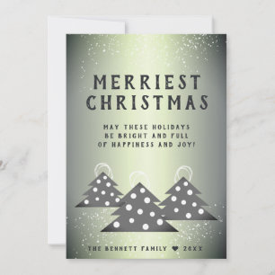 Modern Green Metallic Christmas Tree Merriest Holiday Card