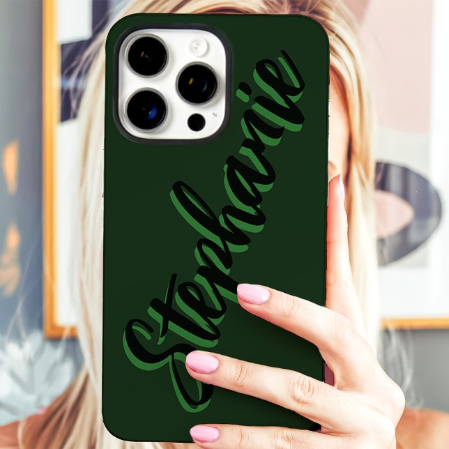 Modern Green Minimalist Script Name Case-Mate iPhone Case (Creator Uploaded)