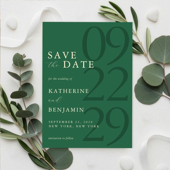 Modern Green Minimalist Wedding Save The Date (Creator Uploaded)