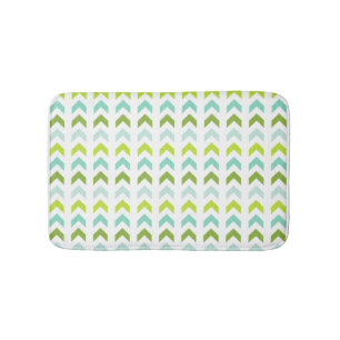 Modern Green, Mint, Aqua, White Geometric Bathroom Mat