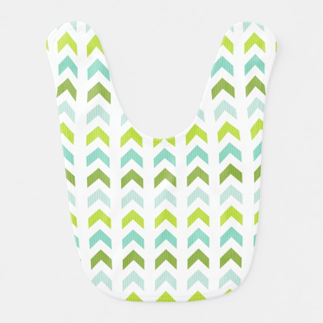 Modern Green, Mint, Aqua, White Geometric Pattern Bib (Front)