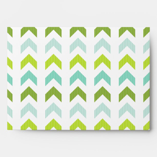 Modern Green, Mint, Aqua, White Geometric Pattern Envelope (Front)