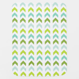 Modern Green, Mint, Aqua, White Geometric Pattern Stroller Blanket