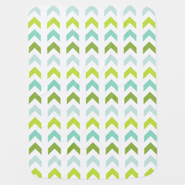 Modern Green, Mint, Aqua, White Geometric Pattern Stroller Blanket (Front)